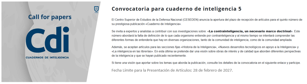 Slide 03 - CESEDEN - ESFAS - Convocatoria para cuaderno de inteligencia 5