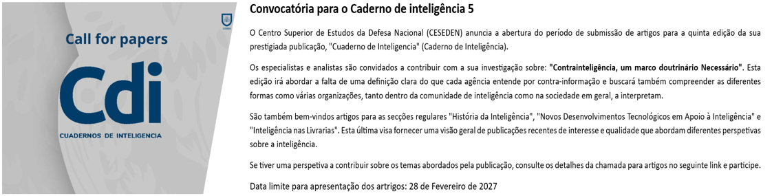 Slide 03 - CESEDEN - ESFAS - Convocatória para o caderno de inteligência 5 Slide 03 - CESEDEN - ESFAS - Convocatória para o caderno de inteligência 5